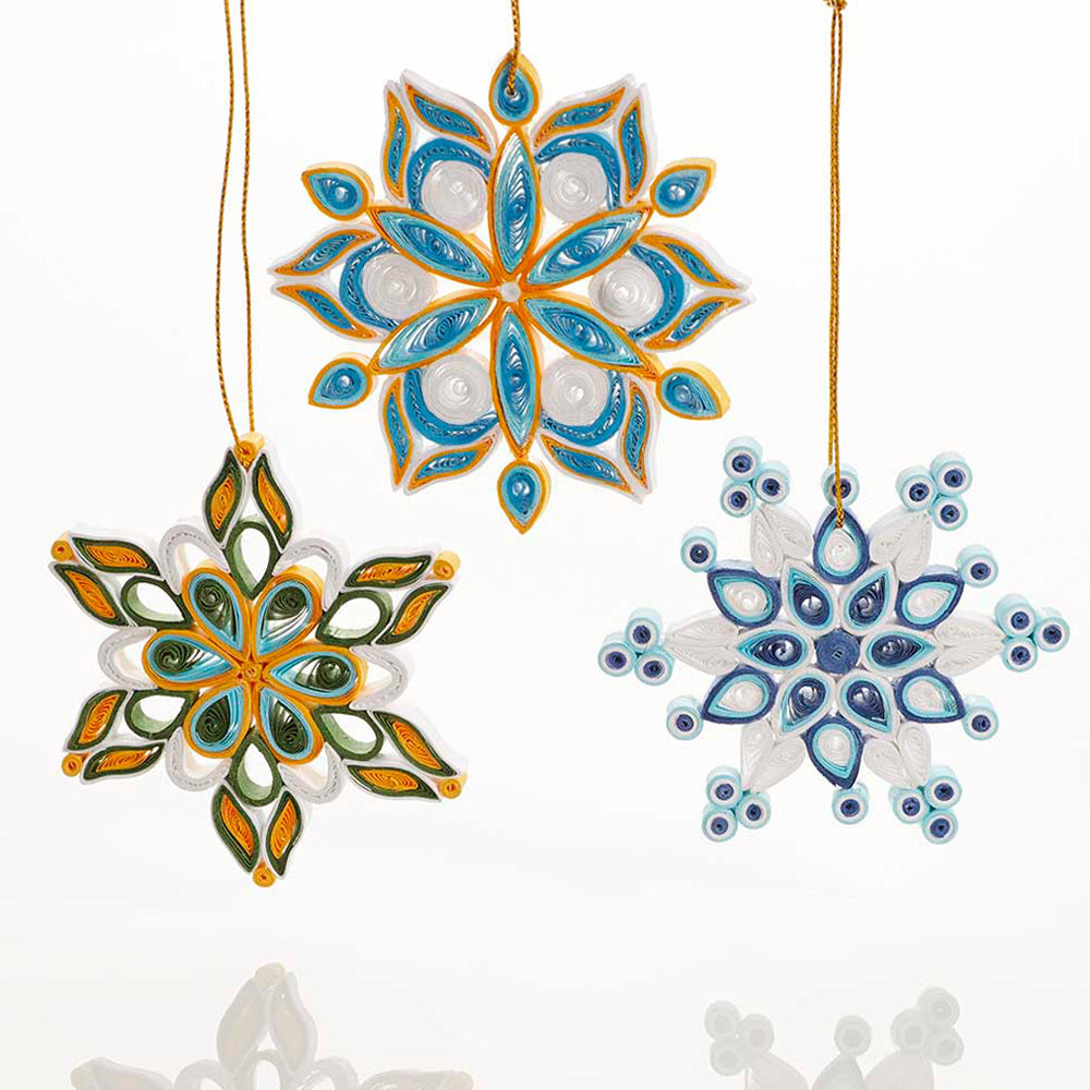 Recycled Paper Snowflake ornament (set of 3)