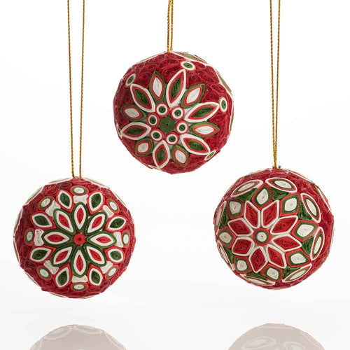 · Quilled Red Balls ornament (set of 2)