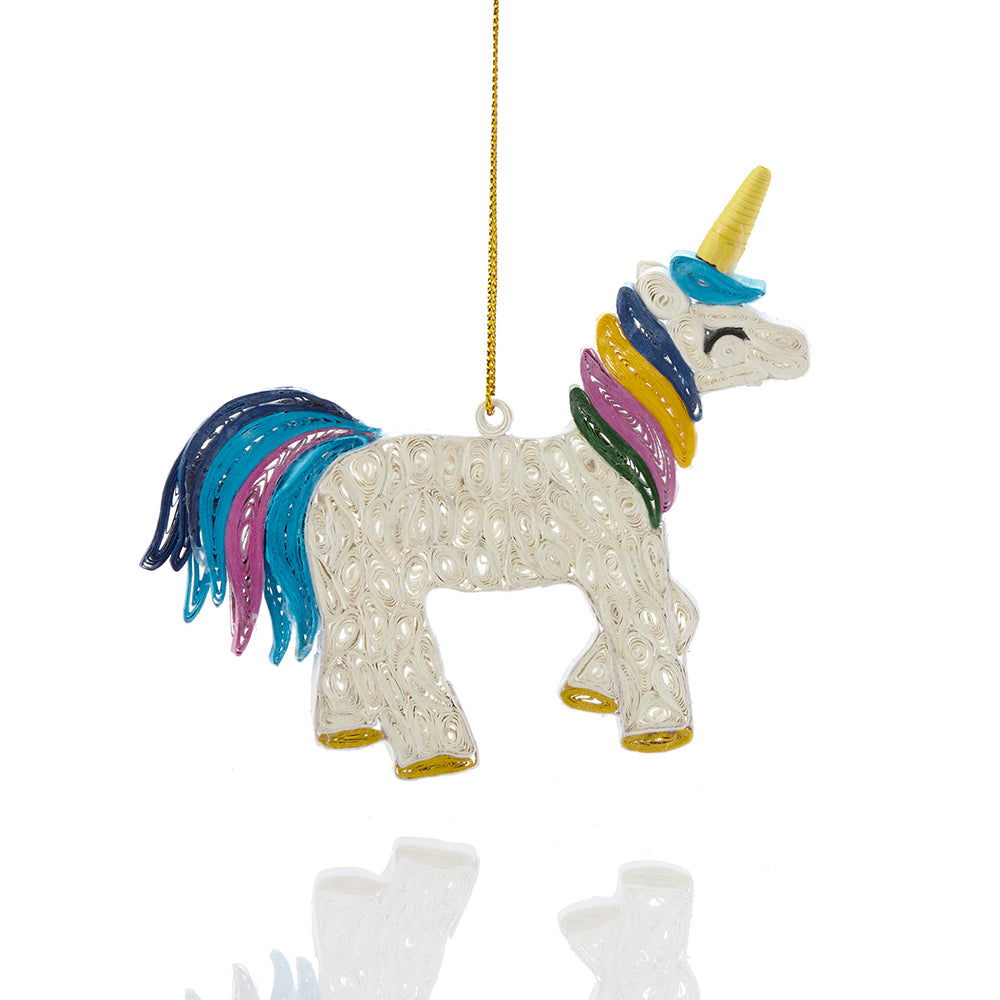 Recycled Paper Unicorn ornament