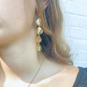 Brass Drop Earrings - Geometric Tiered