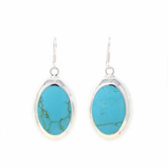 · Silver plated Oval Earrings - Turquoise - Ecotienda La Chiwi