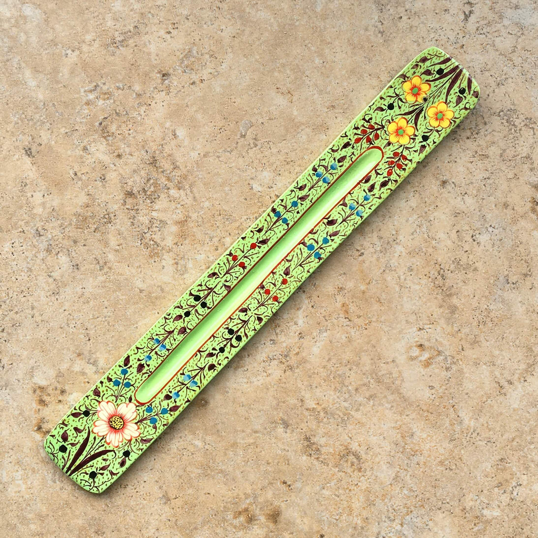 Kashmiri Incense Holder - Green Flowers