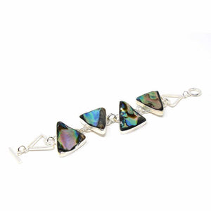 Silver plated Link Bracelet - Abalone Triangles