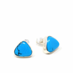 Sterling Silver Stud Earrings - Turquoise Triangle