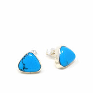 · Sterling Silver Stud Earrings - Turquoise Triangle - Ecotienda La Chiwi