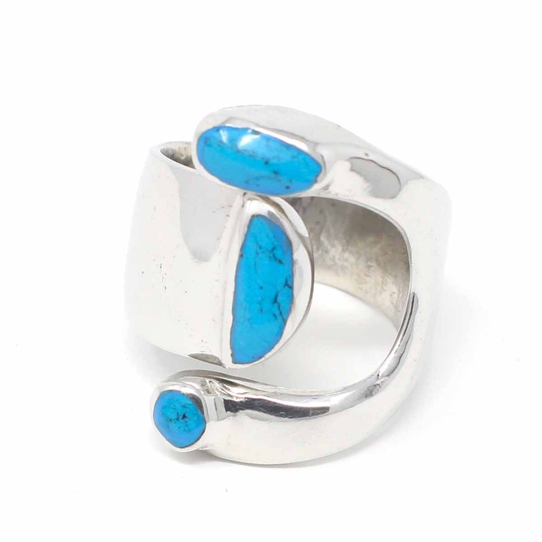 Alpaca Silver Wrap Ring - Turquoise (size 8)