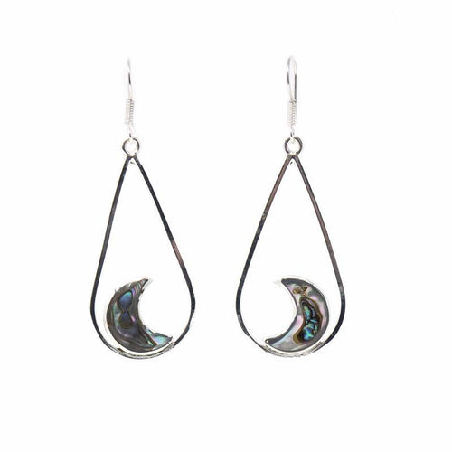 Silver plated Teardrop Earrings - Abalone Half Moons