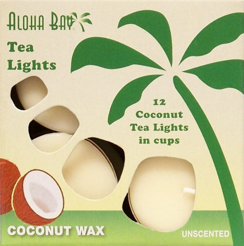Unscented Coconut Wax Tea Lights - Cream (box of 12)