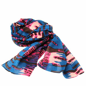 Hand-printed Cotton Scarf - Abstract