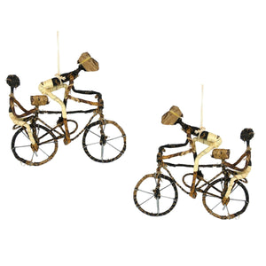 Banana Fiber Bicycle Ornament - Two Riders (set of 2)