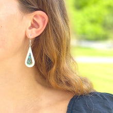 Alpaca Silver Teardrop Earrings - Abalone & Mother of Pearl