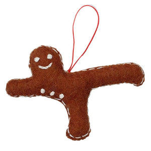 Felt Ornament - Gingerbread Yogi on Airplane Pose