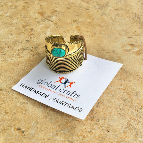 Turquoise Brass Ring (adjustable)
